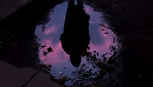 Preview wallpaper puddle, reflection, silhouette, alone, dark, water