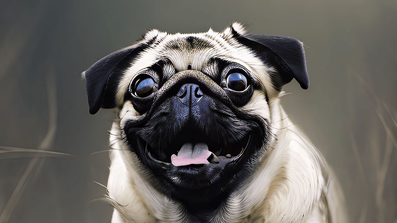 Wallpaper pug, jump, tongue out, pet hd, picture, image