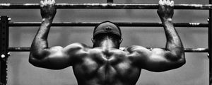 Preview wallpaper pull-ups, man, workout, bw, muscle, athlete, horizontal bar