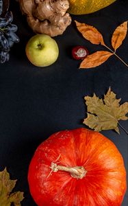 Preview wallpaper pumpkin, apple, autumn, leaves