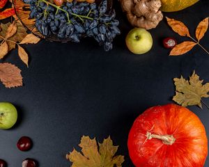Preview wallpaper pumpkin, apple, autumn, leaves