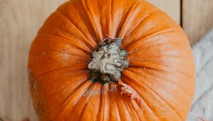 Preview wallpaper pumpkin, fruit, orange, candle, leaves