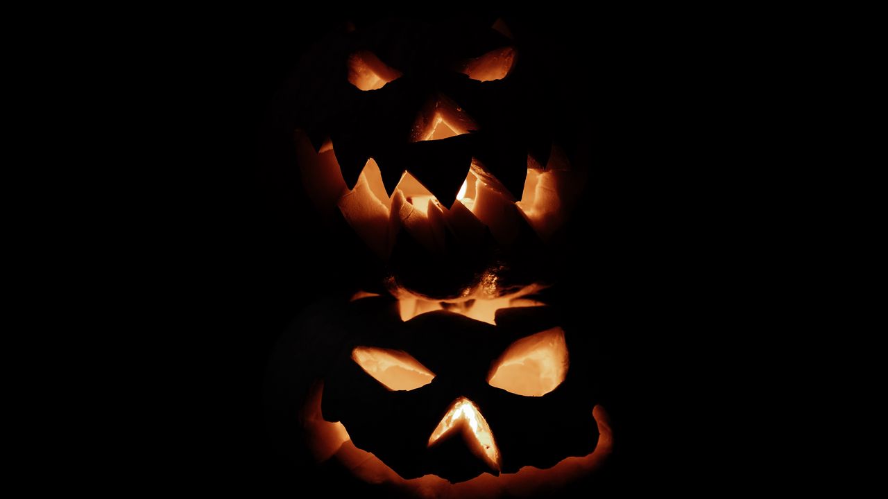 Wallpaper pumpkin, glow, dark, halloween