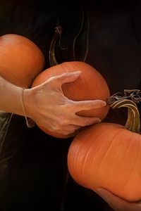 Preview wallpaper pumpkin, hands, orange, autumn