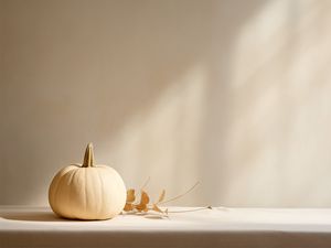 Preview wallpaper pumpkin, leaves, autumn, white