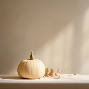 Preview wallpaper pumpkin, leaves, autumn, white