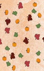 Preview wallpaper pumpkin, leaves, autumn, pattern, art