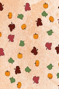 Preview wallpaper pumpkin, leaves, autumn, pattern, art