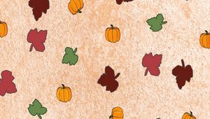 Preview wallpaper pumpkin, leaves, autumn, pattern, art