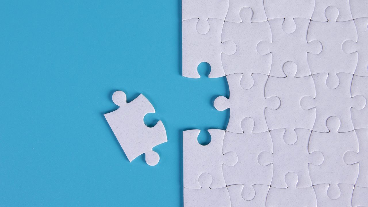 Wallpaper puzzle, jigsaw, fragments, white, blue