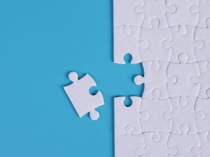 Preview wallpaper puzzle, jigsaw, fragments, white, blue