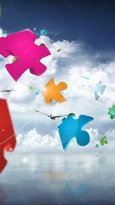 Preview wallpaper puzzles, flight, sky, clouds, colorful