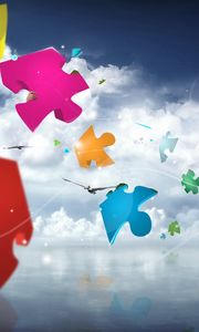 Preview wallpaper puzzles, flight, sky, clouds, colorful