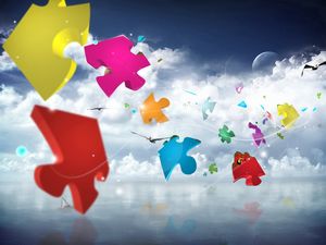 Preview wallpaper puzzles, flight, sky, clouds, colorful