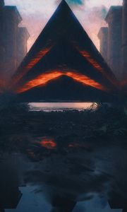 Preview wallpaper pyramid, buildings, dark, art