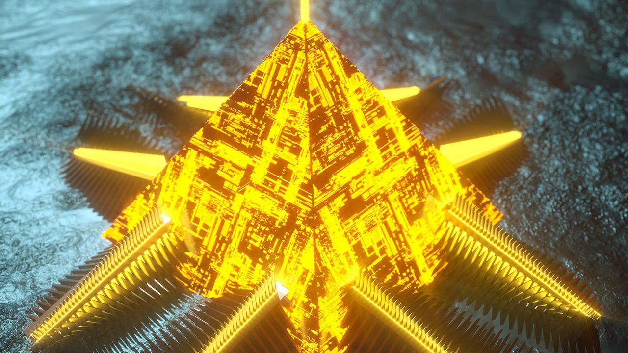 Wallpaper pyramid, neon, glow, bright, 3d