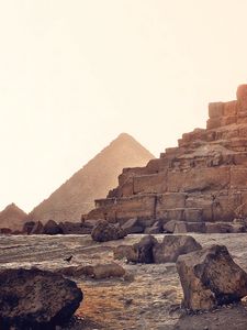 Preview wallpaper pyramid, stones, desert, egypt