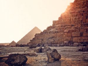 Preview wallpaper pyramid, stones, desert, egypt