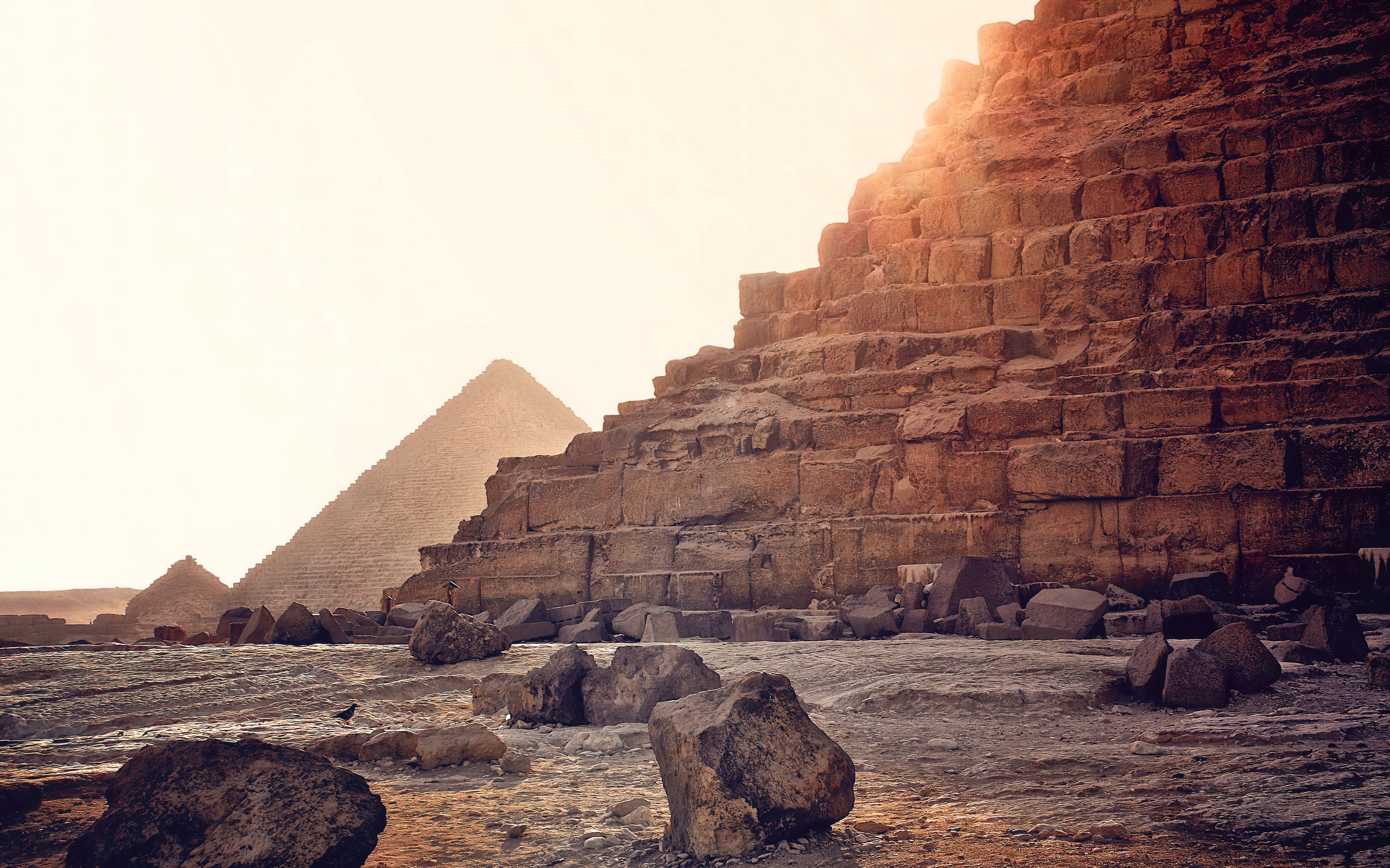 Download wallpaper 3840x2400 pyramid, stones, desert, egypt 4k ultra hd  16:10 hd background