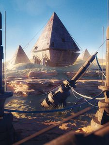 Preview wallpaper pyramids, ruins, buildings, desert