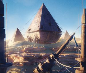 Preview wallpaper pyramids, ruins, buildings, desert