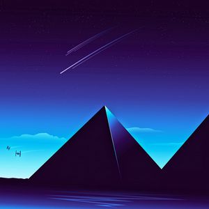Preview wallpaper pyramids, starry sky, night, dark