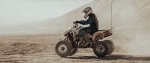 Preview wallpaper quad bike, desert, cross, sand, flag