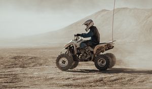 Preview wallpaper quad bike, desert, cross, sand, flag