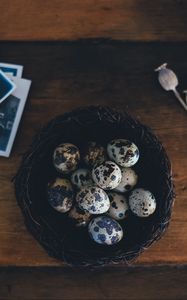 Preview wallpaper quail eggs, poppy, photos