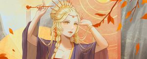 Preview wallpaper queen, autumn, leaves, art, anime