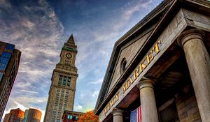 Preview wallpaper quincy market, boston, building, sky, stone