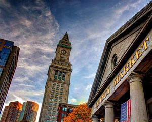 Preview wallpaper quincy market, boston, building, sky, stone