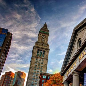 Preview wallpaper quincy market, boston, building, sky, stone