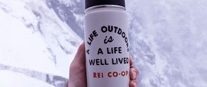 Preview wallpaper quote, phrase, positive, inscription, hand, thermos