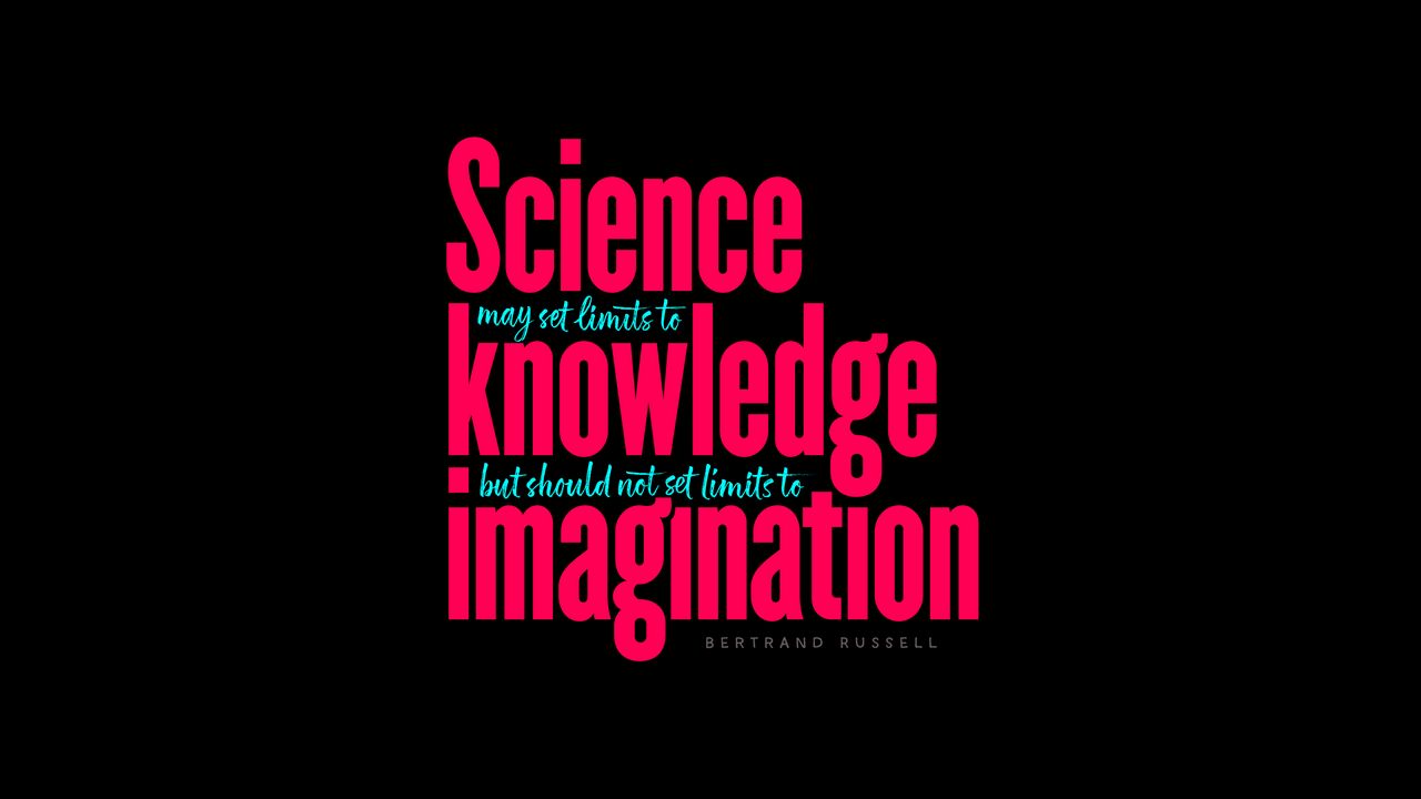 Wallpaper quote, science, knowledge, imagination, words, phrase