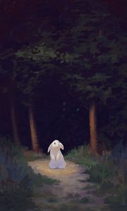 Preview wallpaper rabbit, forest, dark, cute