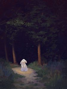 Preview wallpaper rabbit, forest, dark, cute
