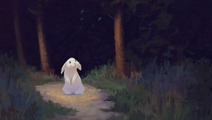 Preview wallpaper rabbit, forest, dark, cute