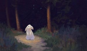 Preview wallpaper rabbit, forest, dark, cute