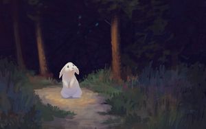 Preview wallpaper rabbit, forest, dark, cute