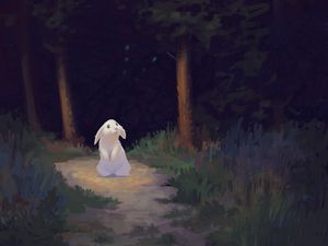 Preview wallpaper rabbit, forest, dark, cute