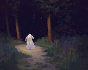 Preview wallpaper rabbit, forest, dark, cute