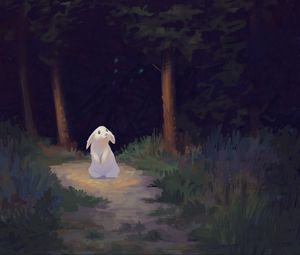 Preview wallpaper rabbit, forest, dark, cute