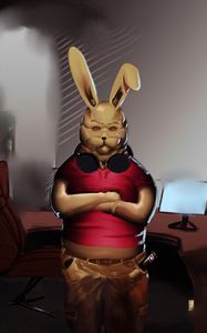 Preview wallpaper rabbit, glasses, headphones, gamer, art, funny, cool