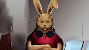 Preview wallpaper rabbit, glasses, headphones, gamer, art, funny, cool