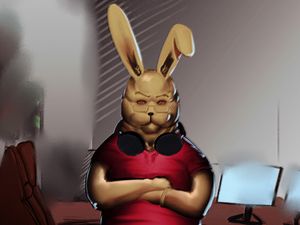 Preview wallpaper rabbit, glasses, headphones, gamer, art, funny, cool