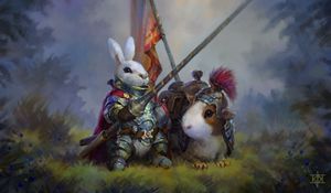 Preview wallpaper rabbit, guinea pig, knights, art