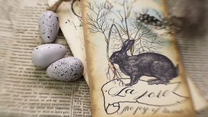 Preview wallpaper rabbit, postcard, eggs, easter