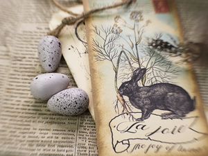 Preview wallpaper rabbit, postcard, eggs, easter
