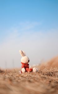 Preview wallpaper rabbit, toy, plush, white